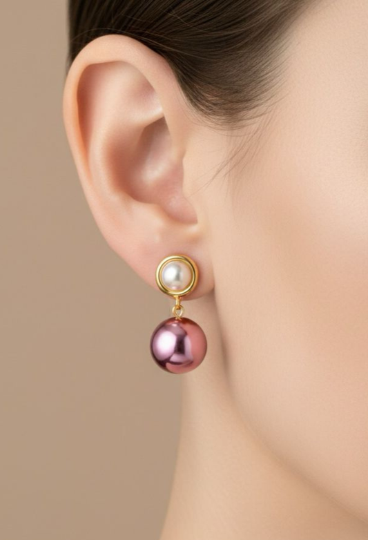 Maroon Earrings – Timeless Elegance with a Gold-Plated Finish