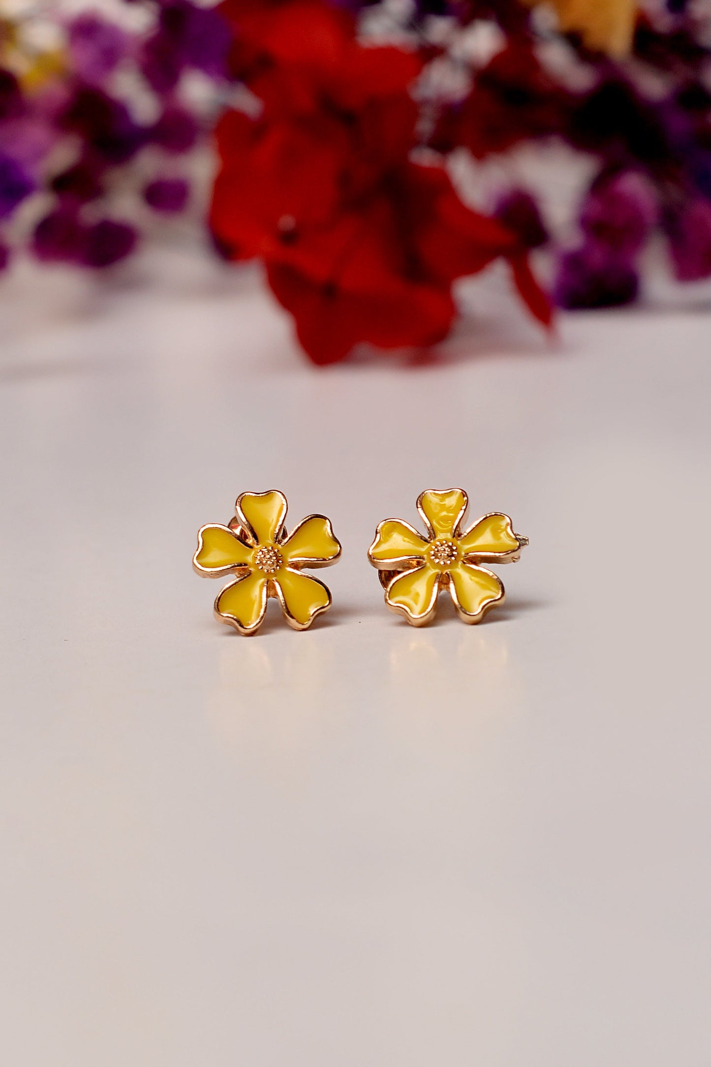 Yellow Ear Studs – Bright Elegance for Everyday Festive Occasions