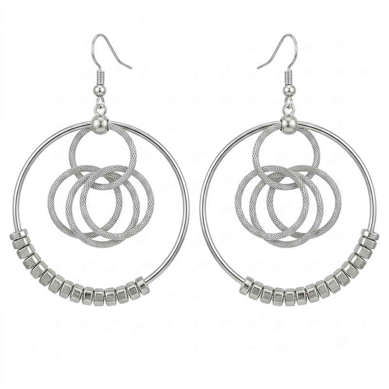Silver-Tone Geometric Drop Earrings