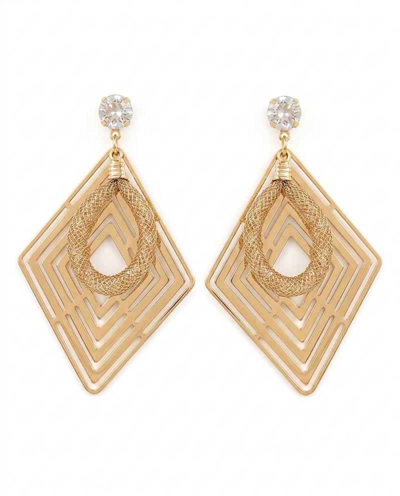Gold-Tone Geometric Drop Earrings