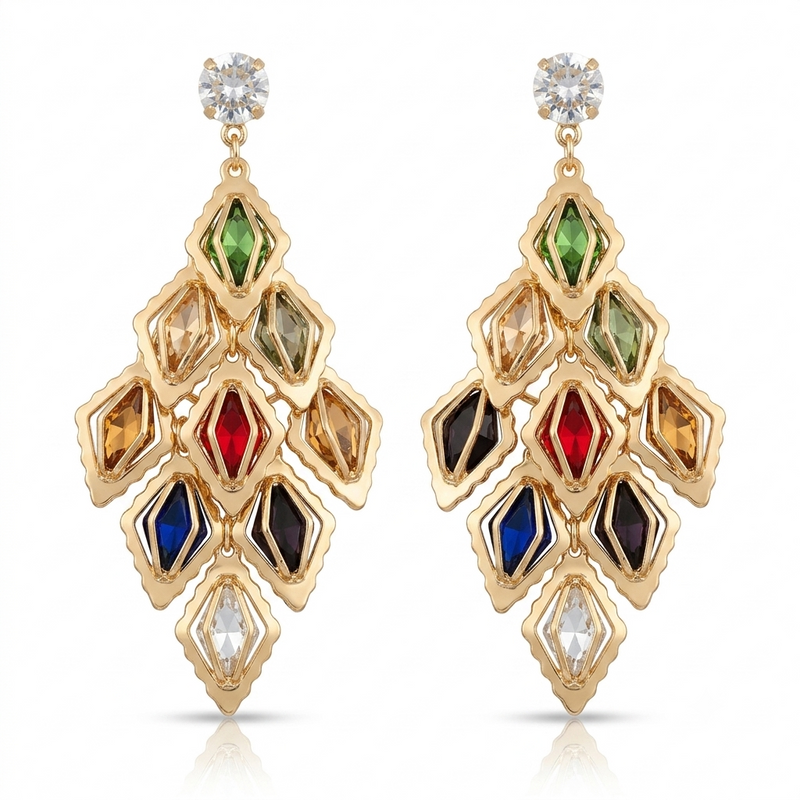 Multicolor Crystal Statement Drop Earrings