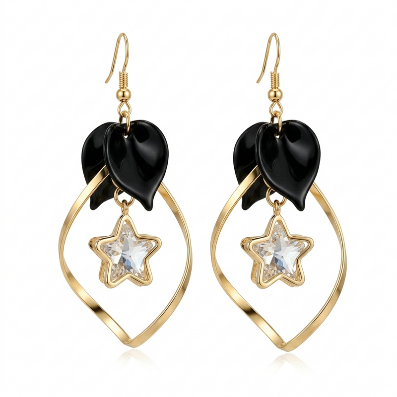 Gold-Tone Star Charm Drop Earrings